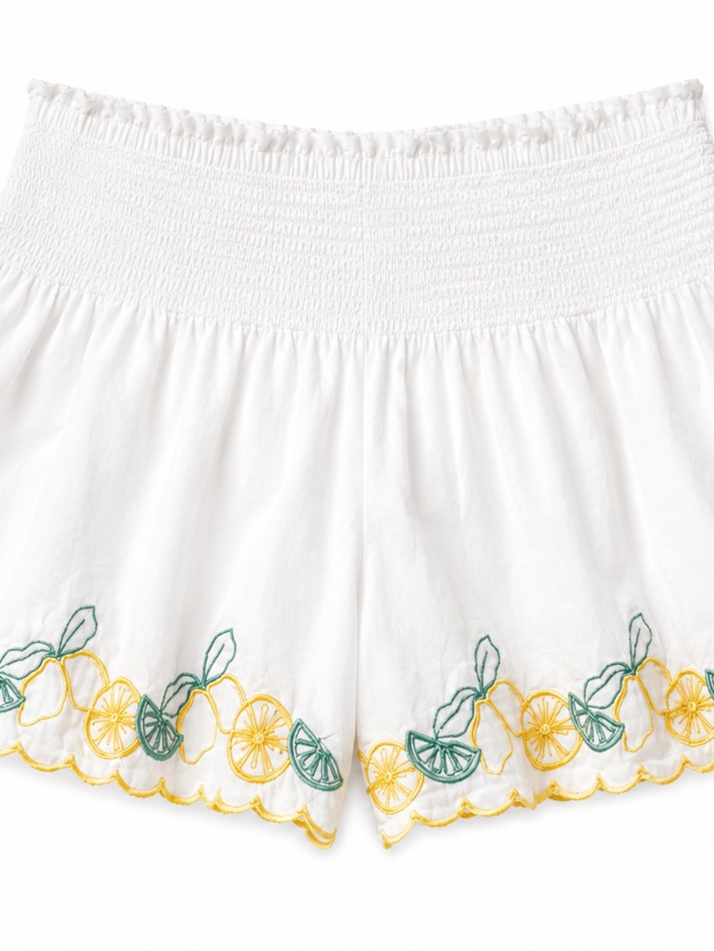 Joie White Embroidered Lemon Pull-On Shorts